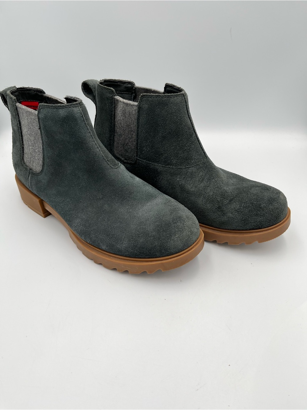 Sorel Womens 8.5 Emelie II Chelsea Boots Teal Green Suede Waterproof